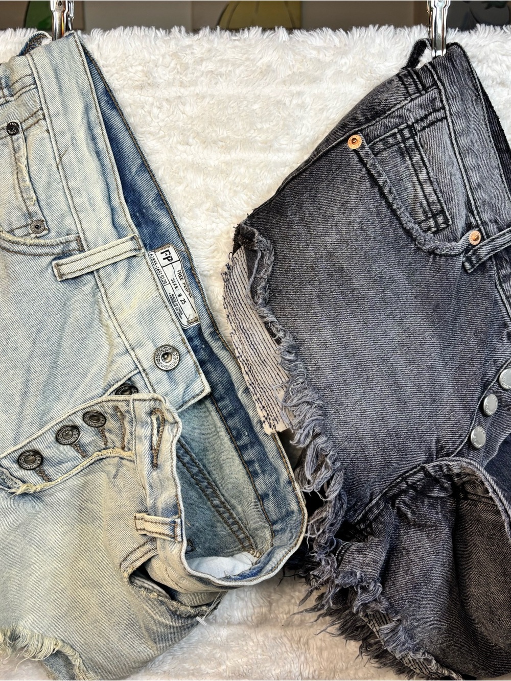 💥2fer Deal💥 The Free Free People  Shorts-Light Blue & Washed Black Shorts